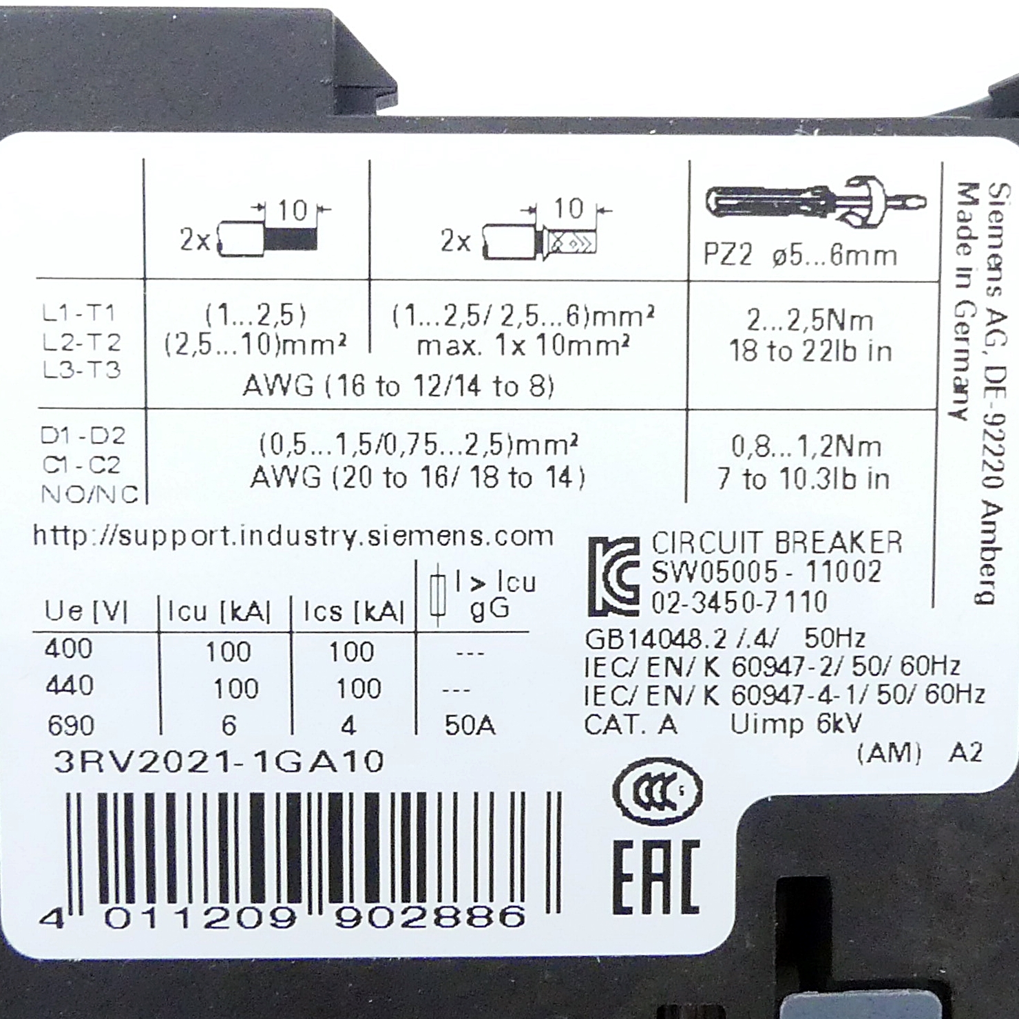 Leistungsschalter 3RV2021-1GA10