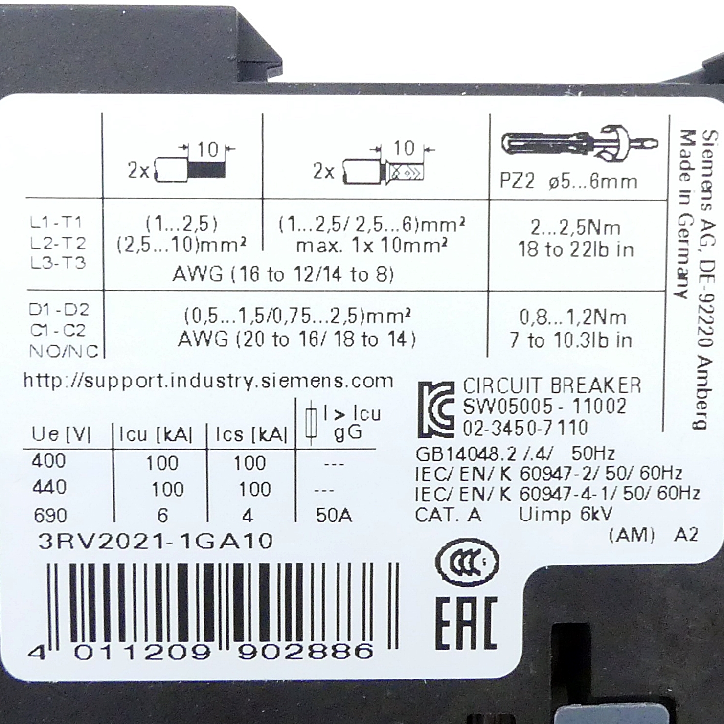 circuit breaker 3RV2021-1GA10 