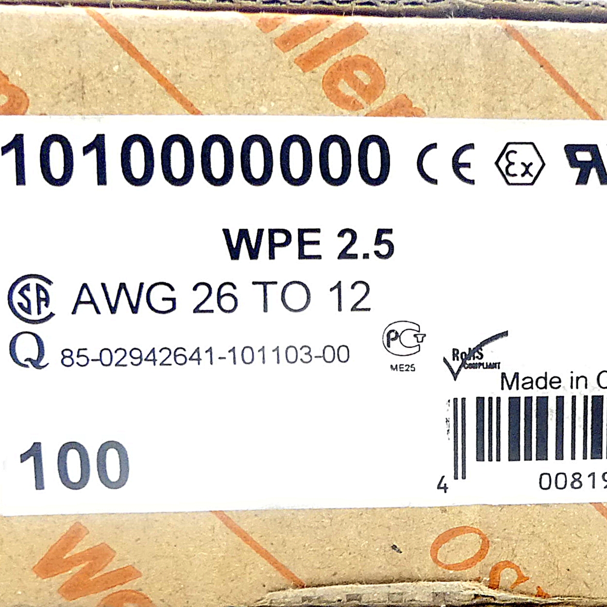 100x PE terminal Screw connection WPE 2.5 