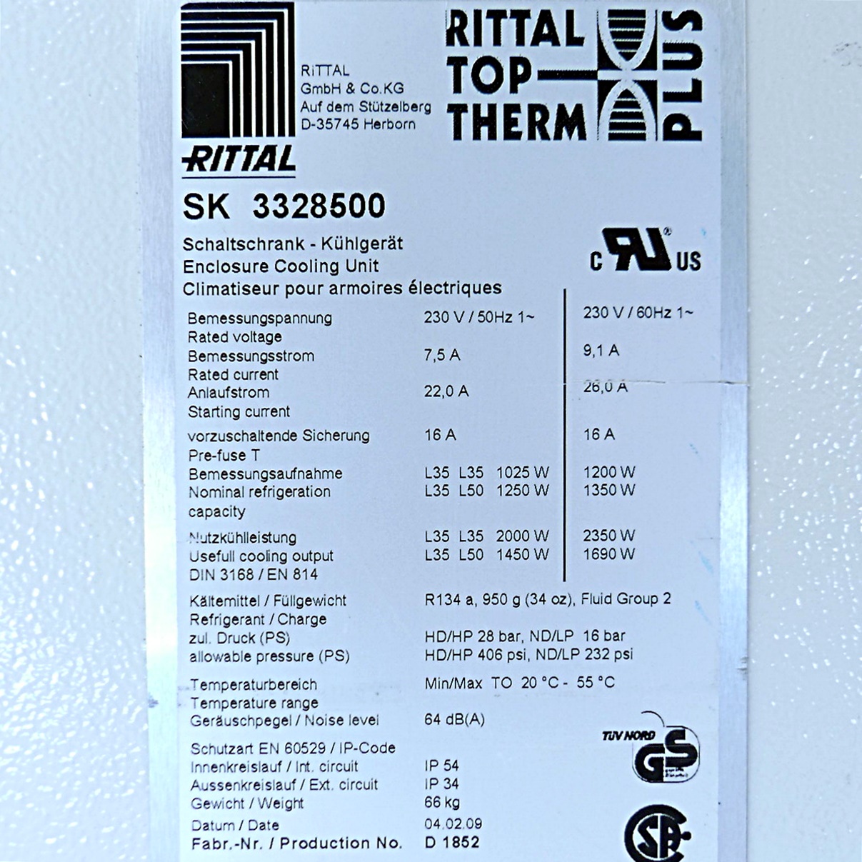 Schaltschrank - Kühlgerät SK 3328500 