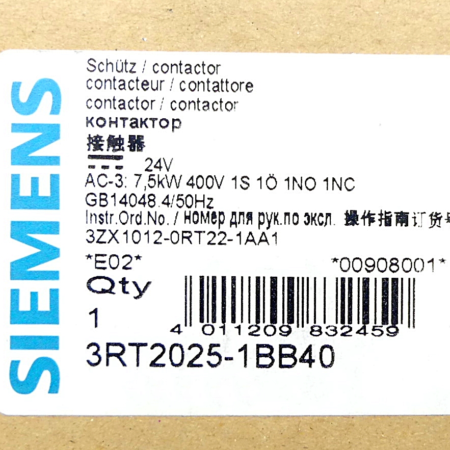 Leistungsschütz 3RT20251BB40 