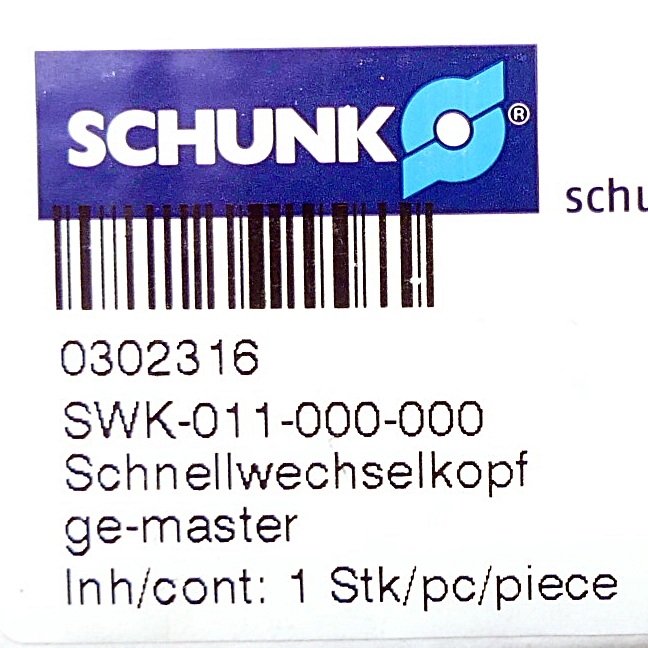 Schnellwechselkopf SWK-011-000-000 Neu OVP