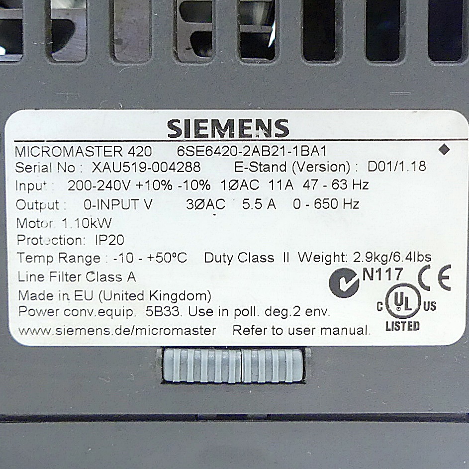 Frequency converter Micromaster 420 