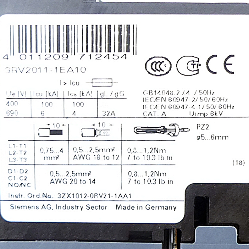 Motorschutzschalter 3RV2011-1EA10 