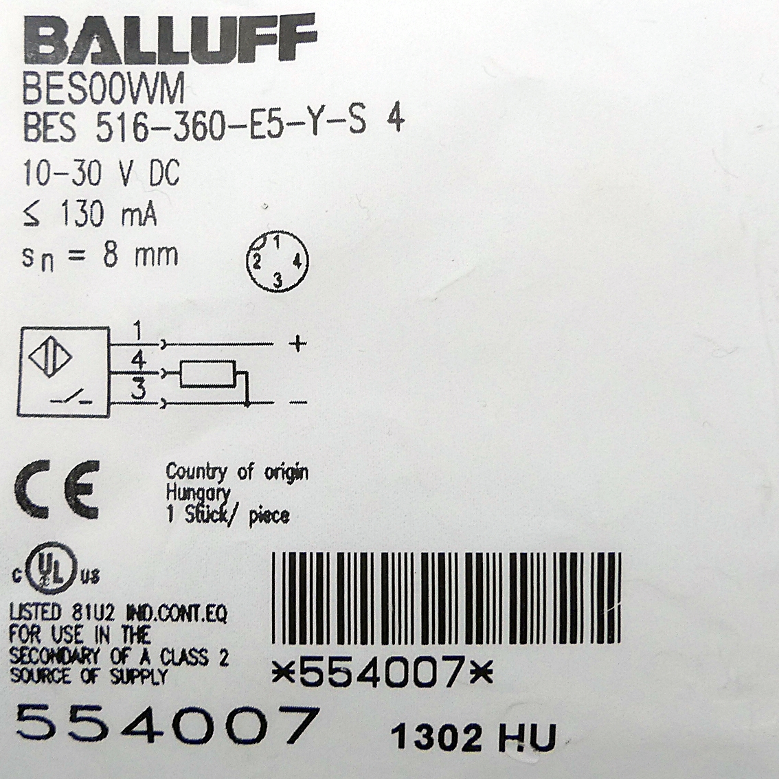 Inductive standard sensor BES00WM 