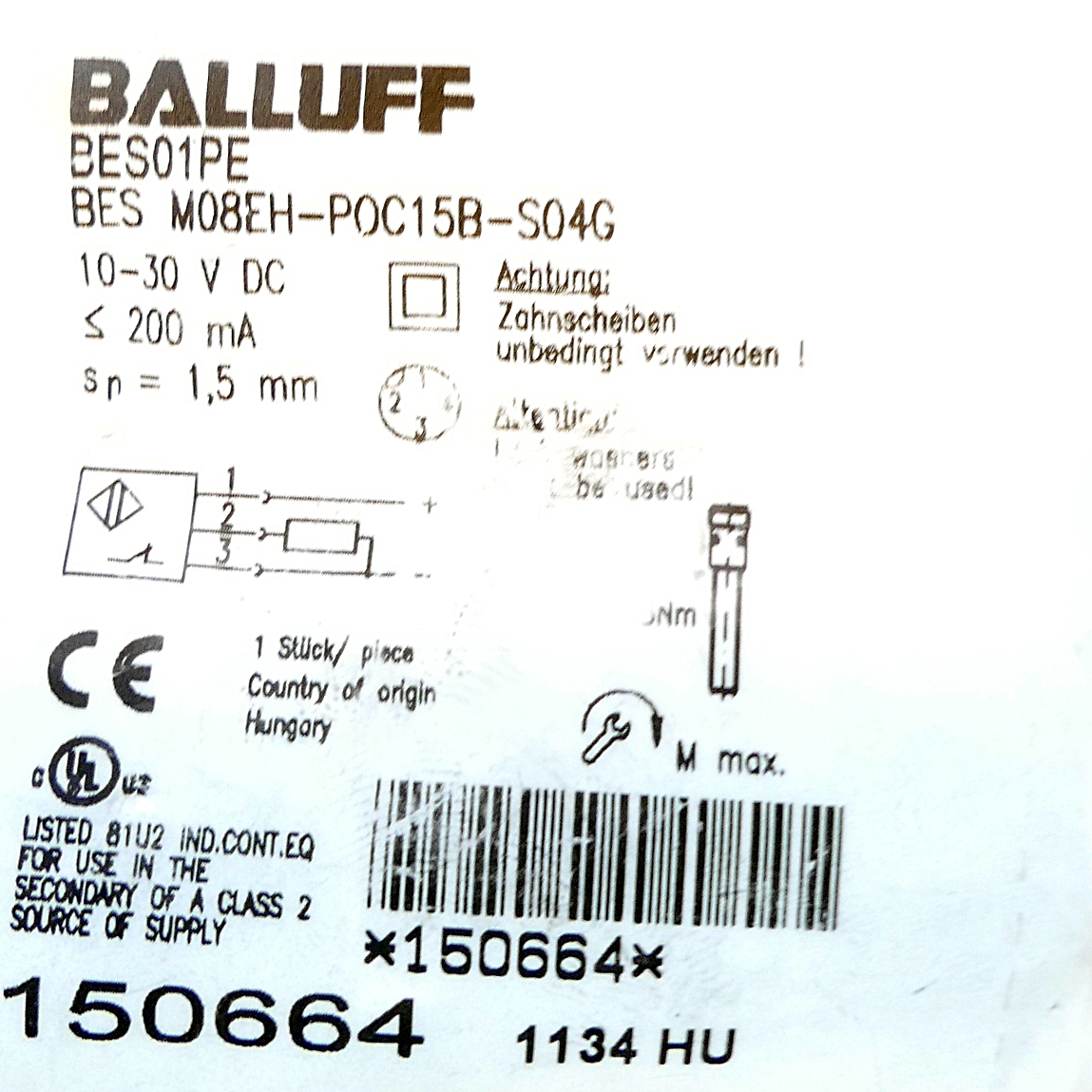 Inductive standard sensor BES01PE New FS