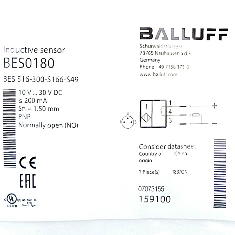 Induktiver Standardsensor BES 516-300-S166-S49 