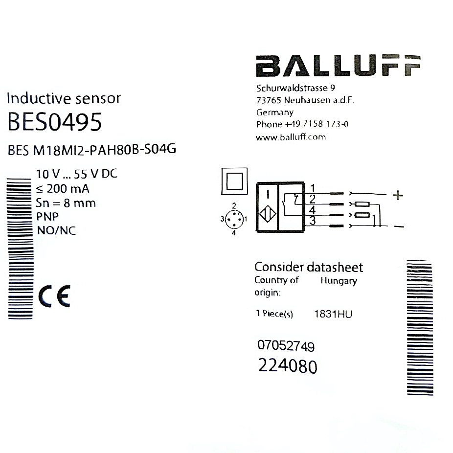 Inductive sensor BES M18MI2-PAH80B-S04G 