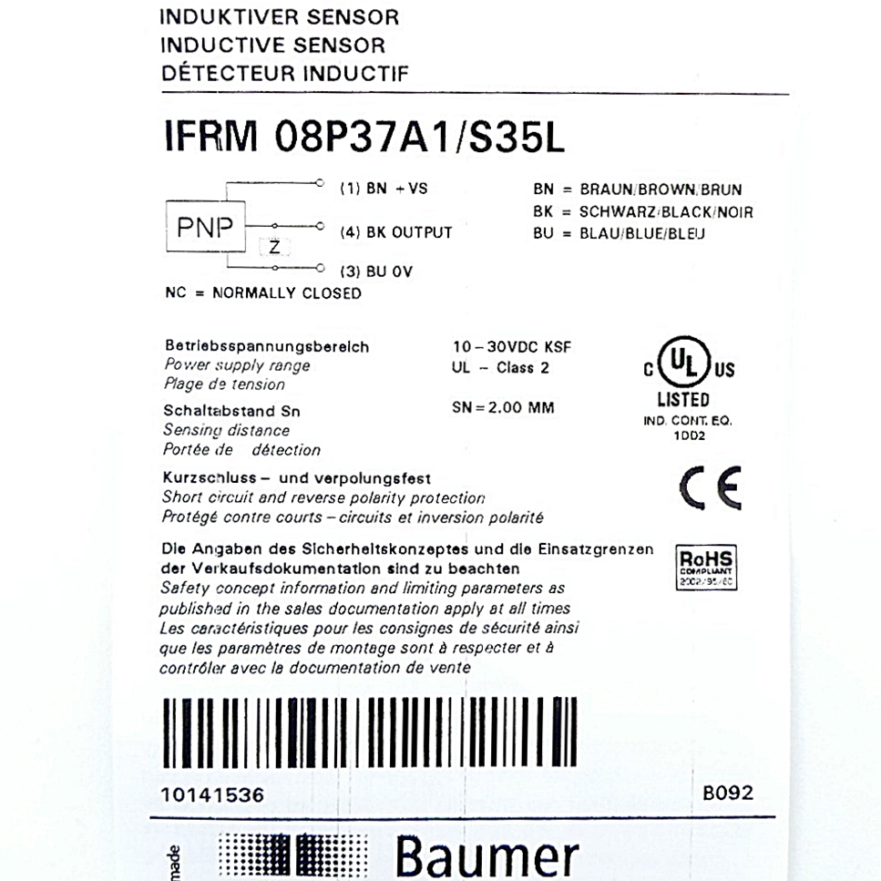 Induktiver Näherungsschalter 10141536 Neu OVP