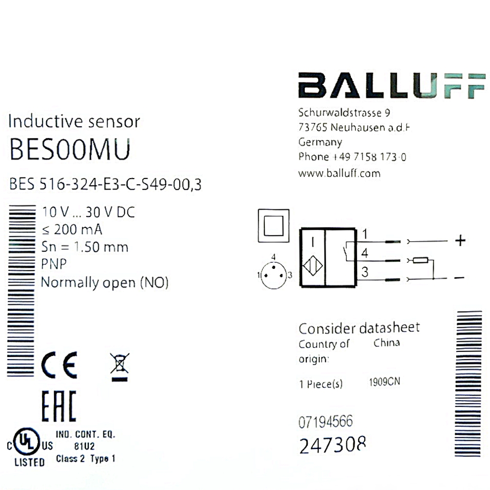 Sensor inductive BES00MU 