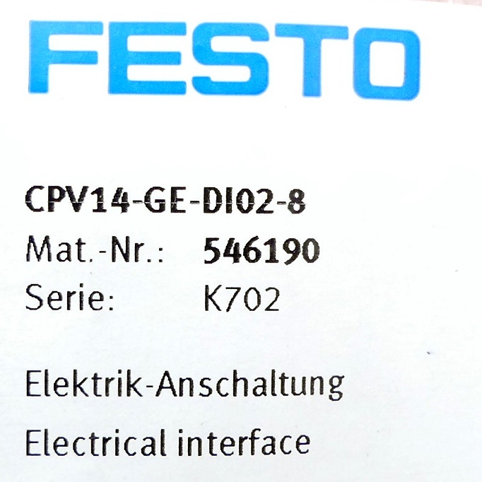 Electrical interface CPV14-GE-DI02-8