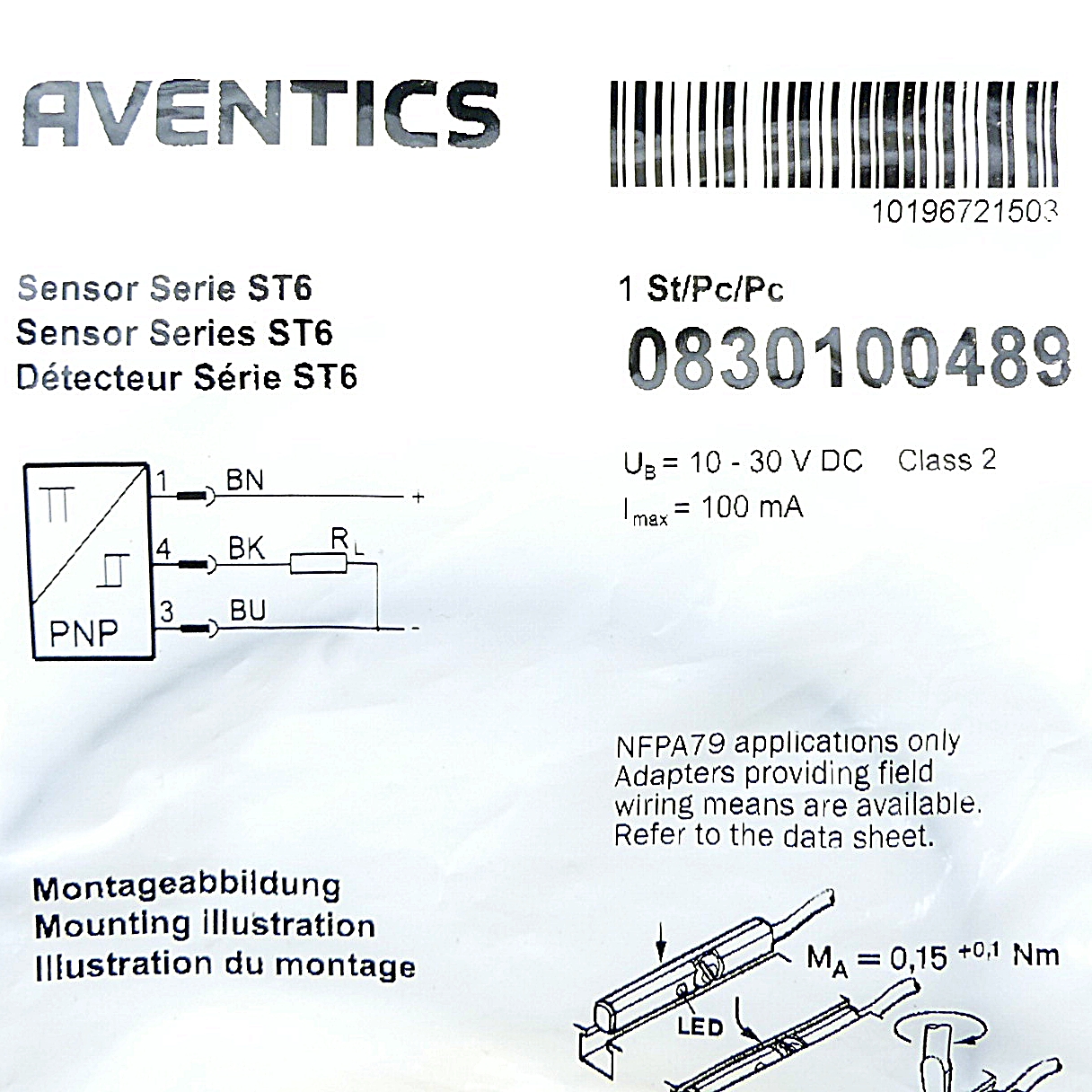 Cylinder Switch 0 830 100 489 