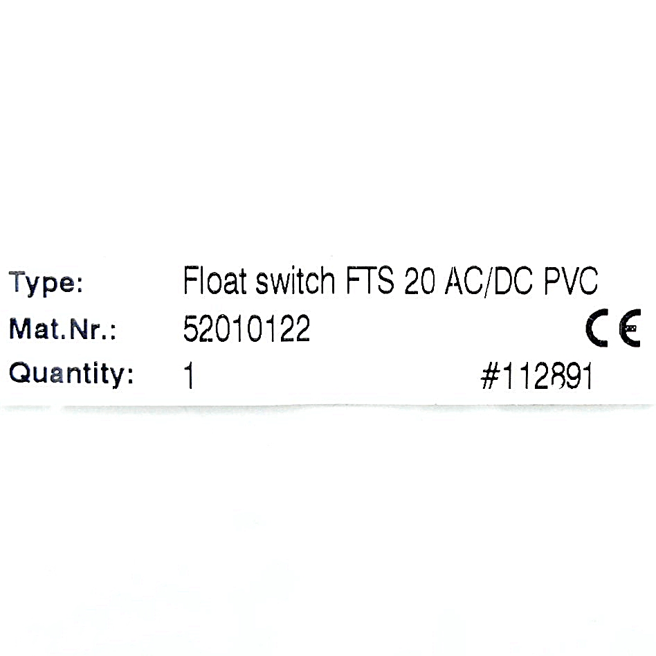Schwimmschalter FTS 20 AC/DC PVC 