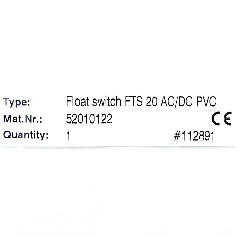 Float switch FTS 20 AC/DC PVC
