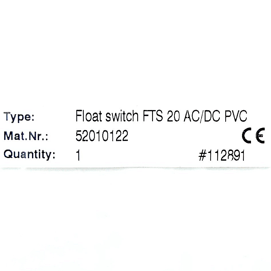 Float switch FTS 20 AC/DC PVC 