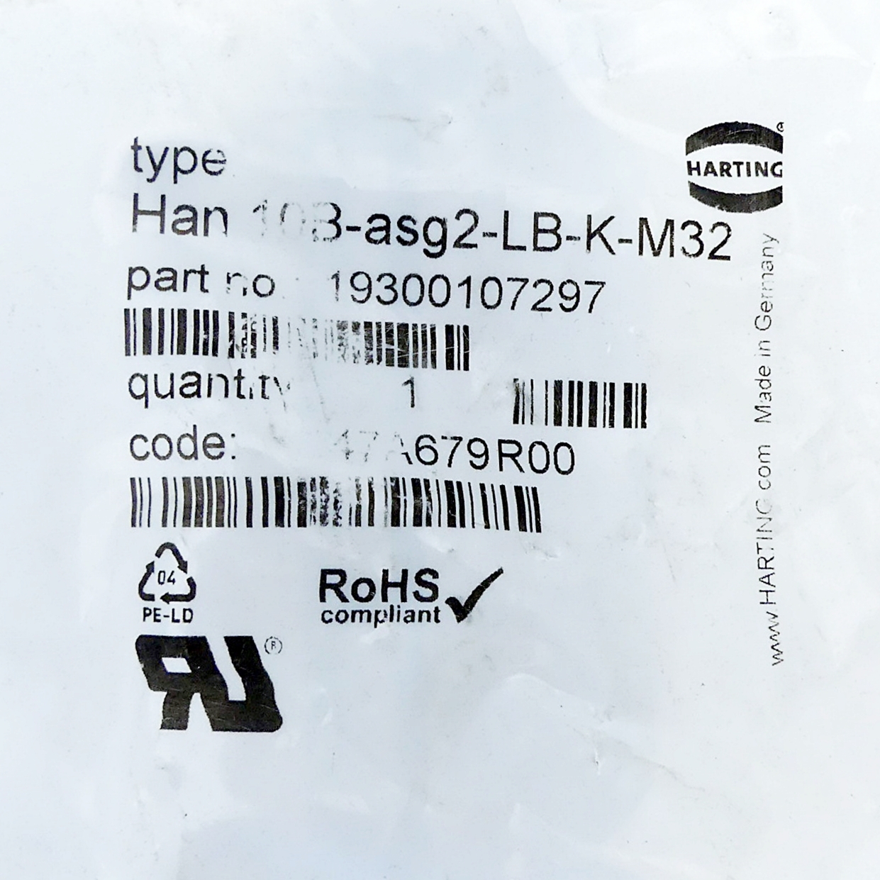 Socket housing Han 10B-asg2-LB-K-M32