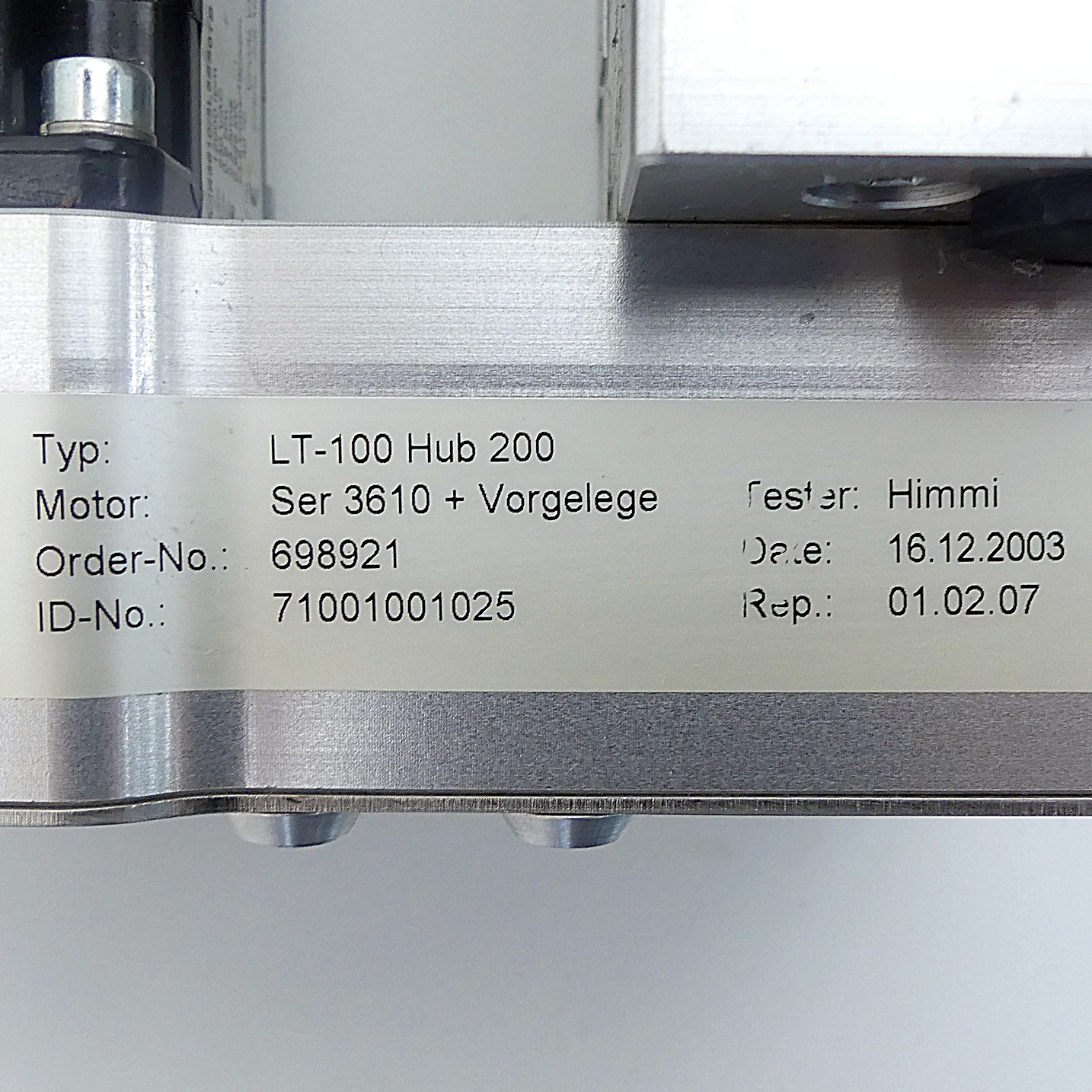 Lineareinheit mit Motor LT-100 