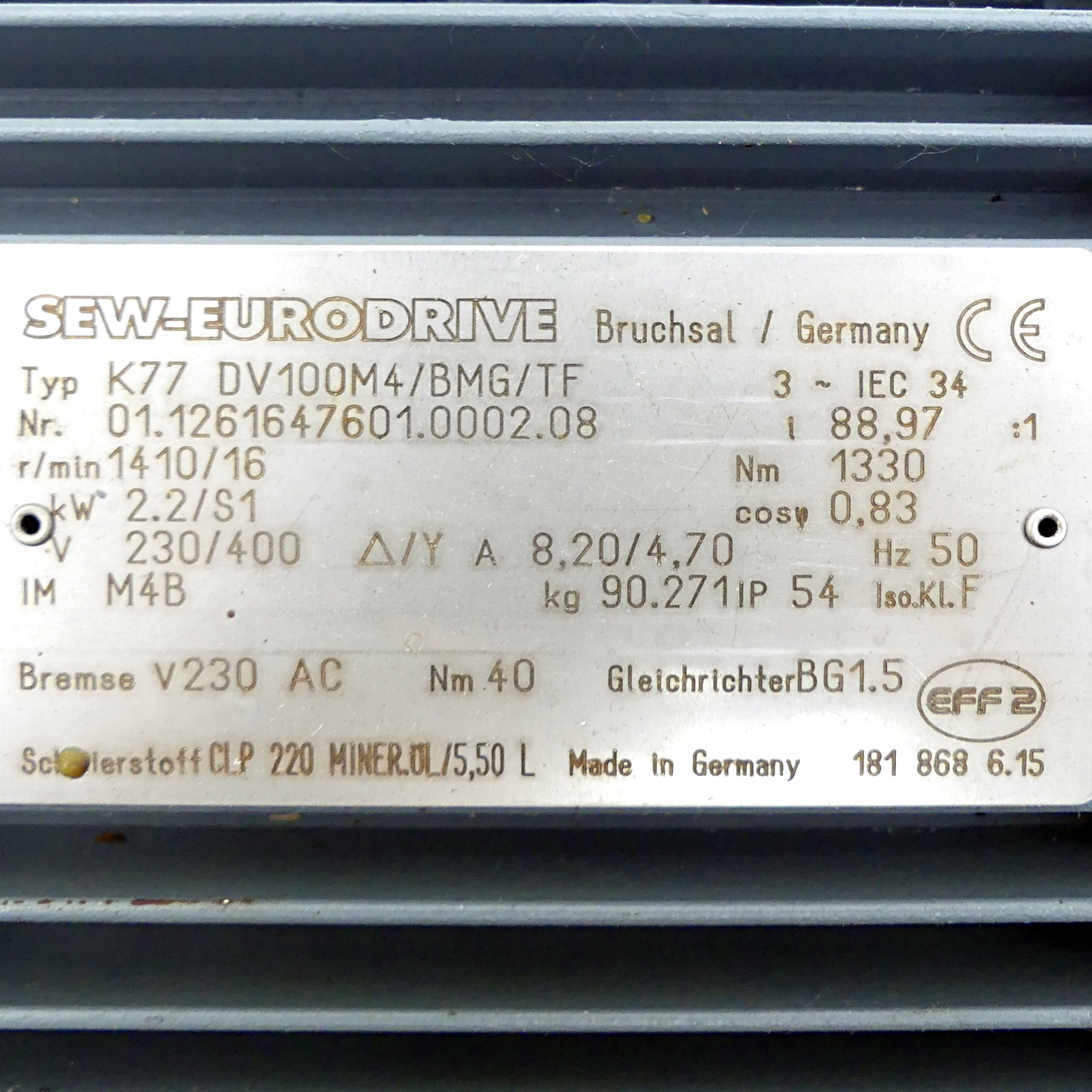 Kegelradgetriebe K77 DV100M4/BMG/TF 