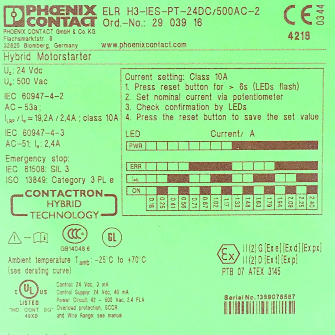 Hybridmotorstarter ELR H3-IES-PT-24DC/500AC-2 