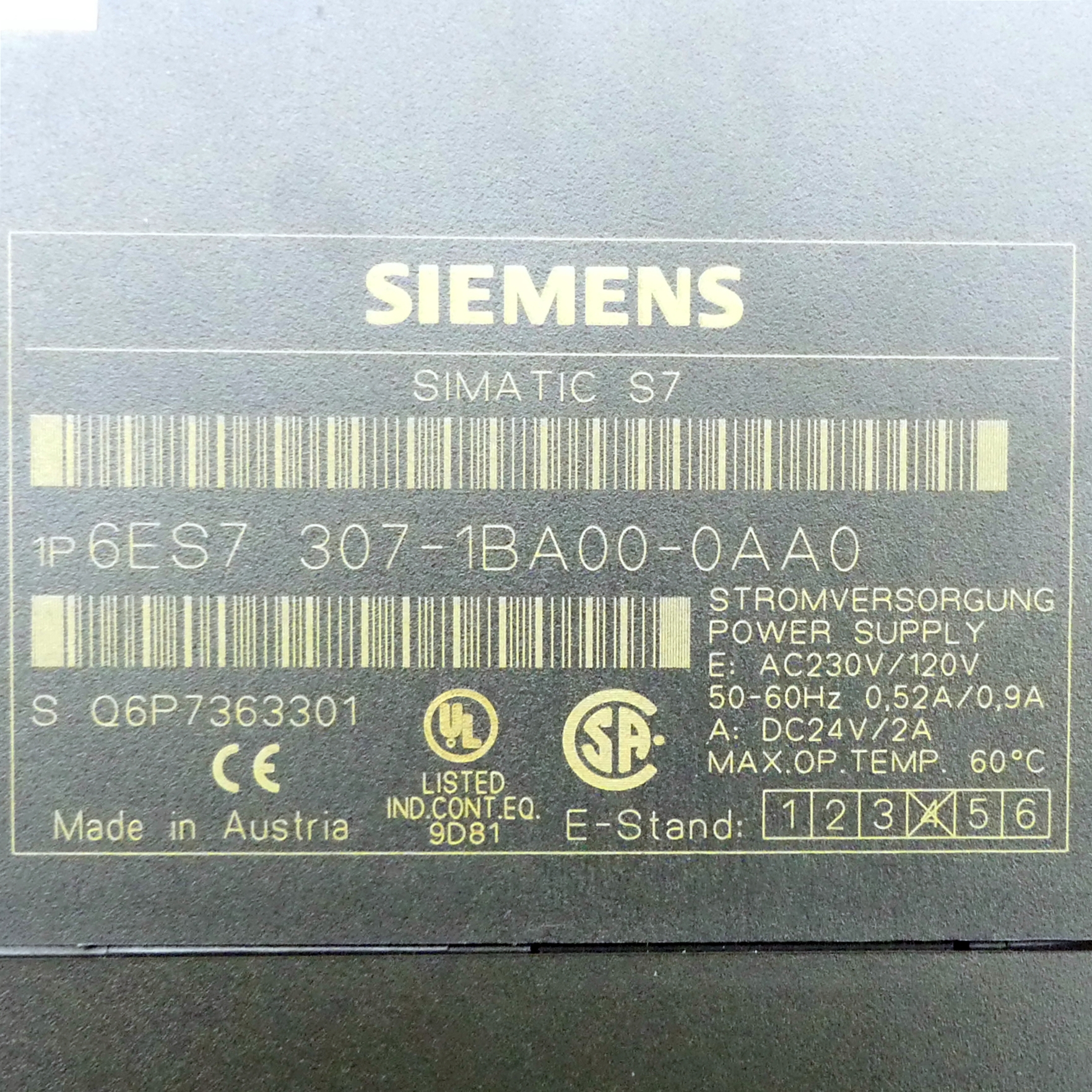 Power supply Simatic S7 PS307 Used