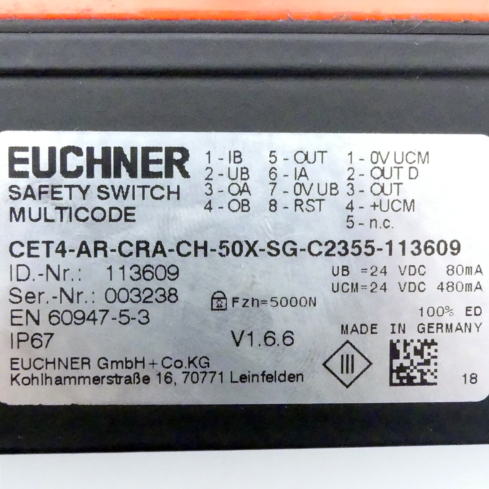 Berührungsloser Sicherheitsschalter CET4-AR-CRA-CH-50X-SG-C2355-113609 