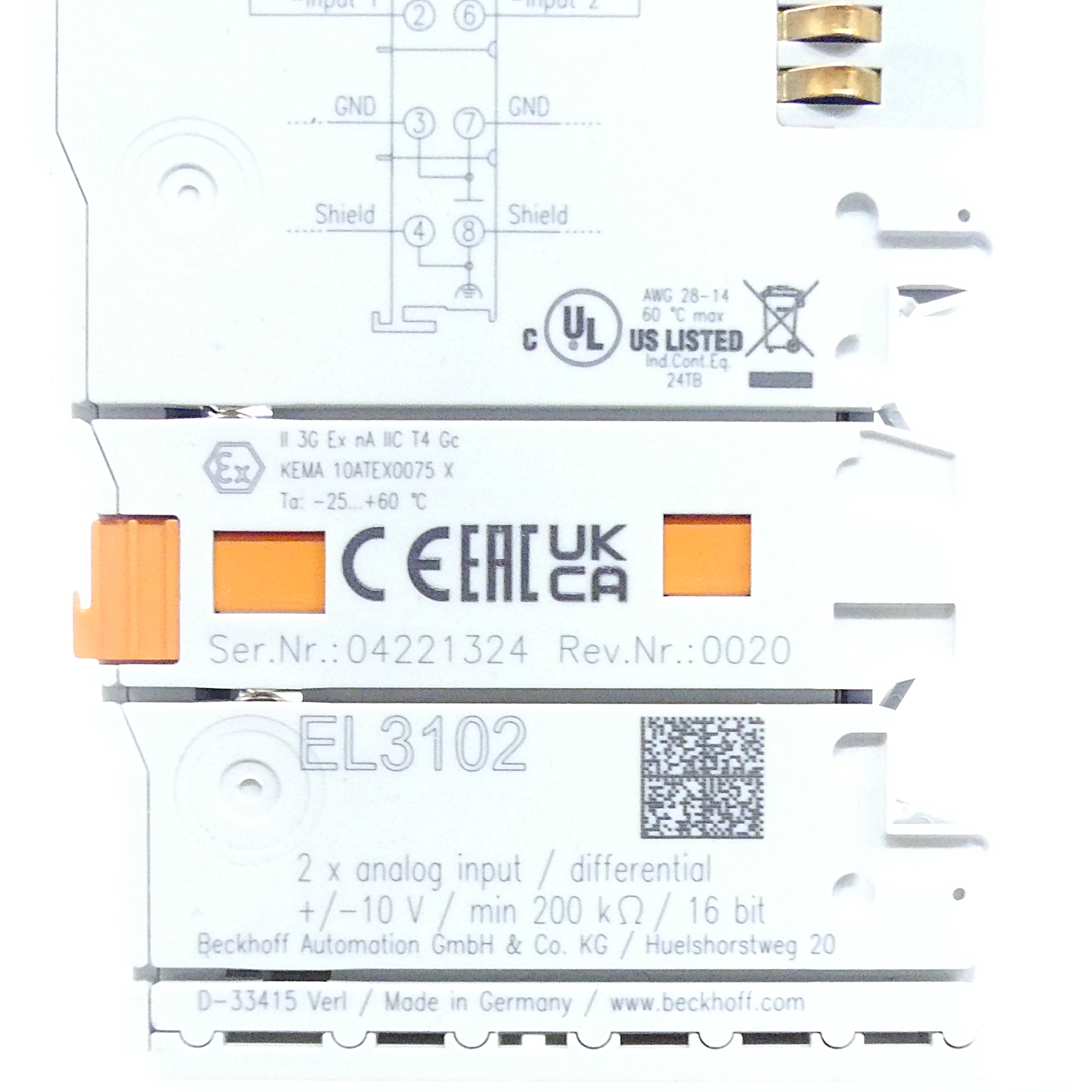 2-Kanal-Analog-Eingangsklemme EL3102 