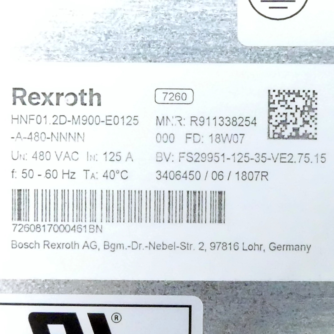 Netzfilter HNF01.2D-M900-E0125-A-480-NNNN