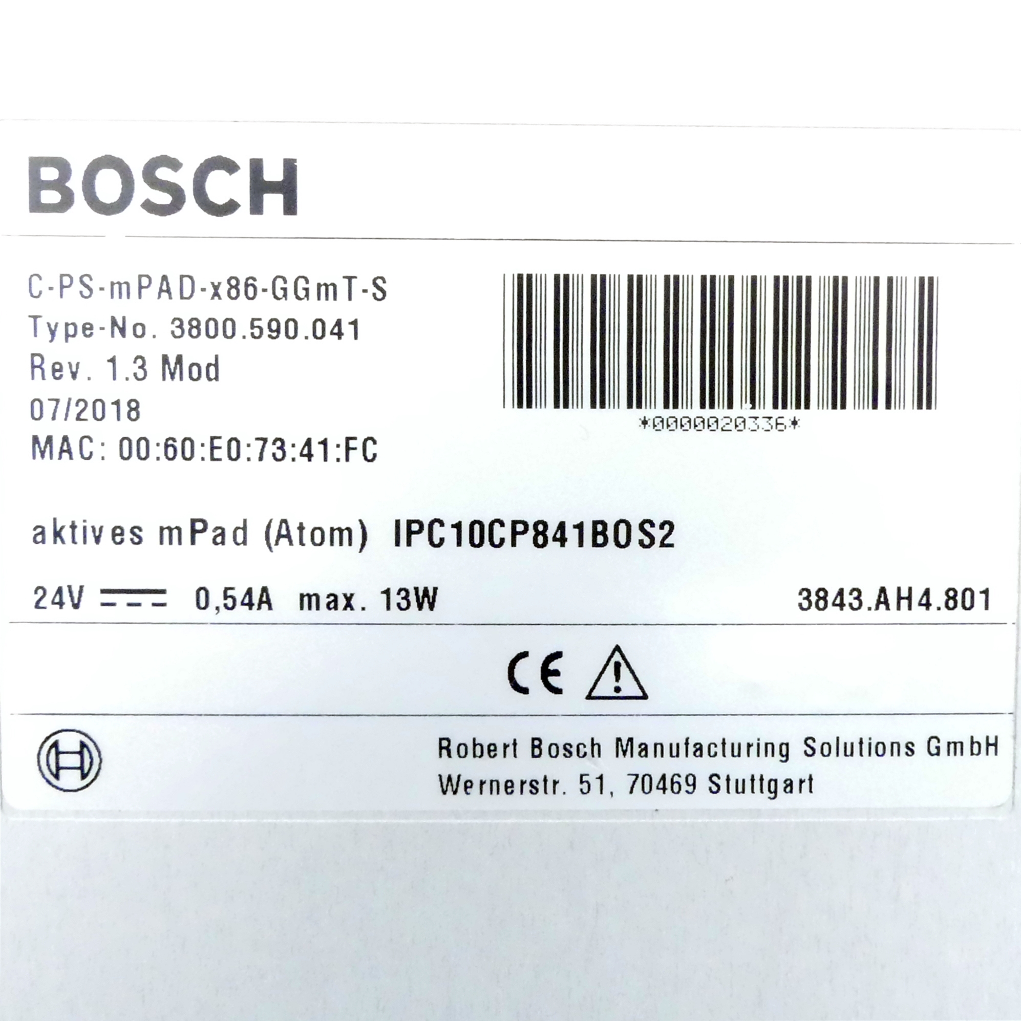 Aktives mPAD (Atom) IPC10CP841BOS2 C-PS-mPAD-x86-GGmT-S