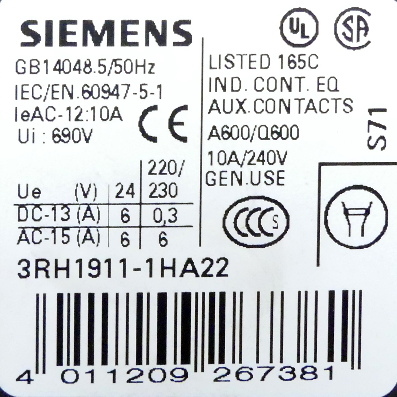 Hilfsschalterblock  Neu OVP