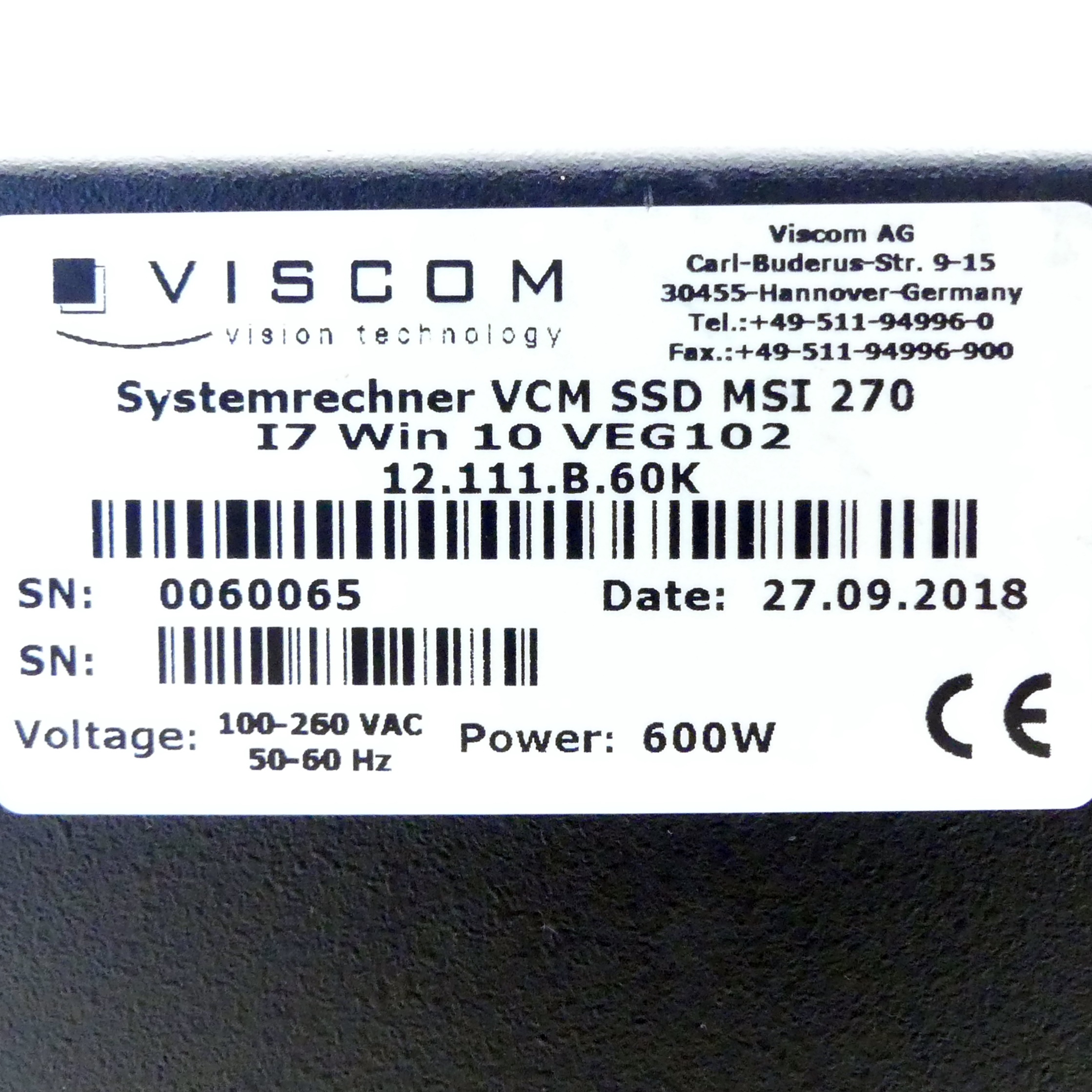 Systemcomputer VCM SSD MSI 270 I7 Win 10 VEG102