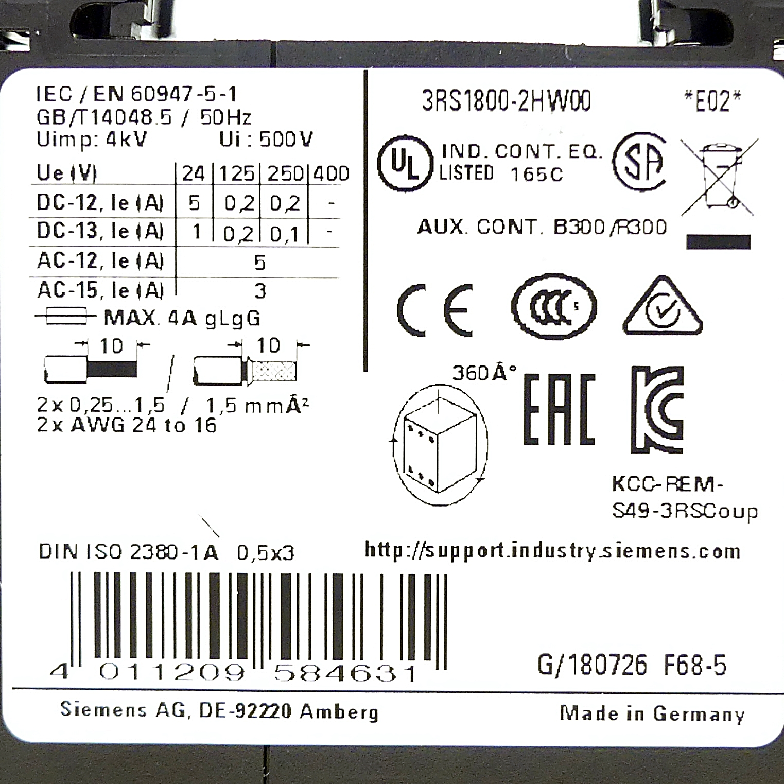 Koppelrelais 3RS1800-2HW00