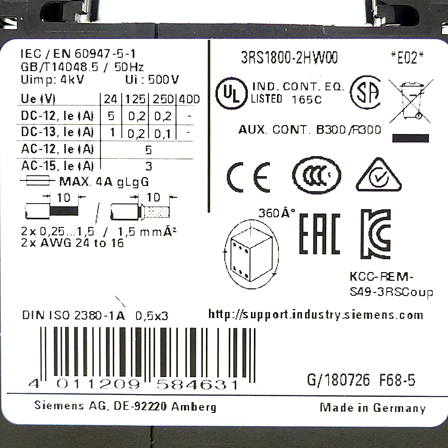 Koppelrelais 3RS1800-2HW00 