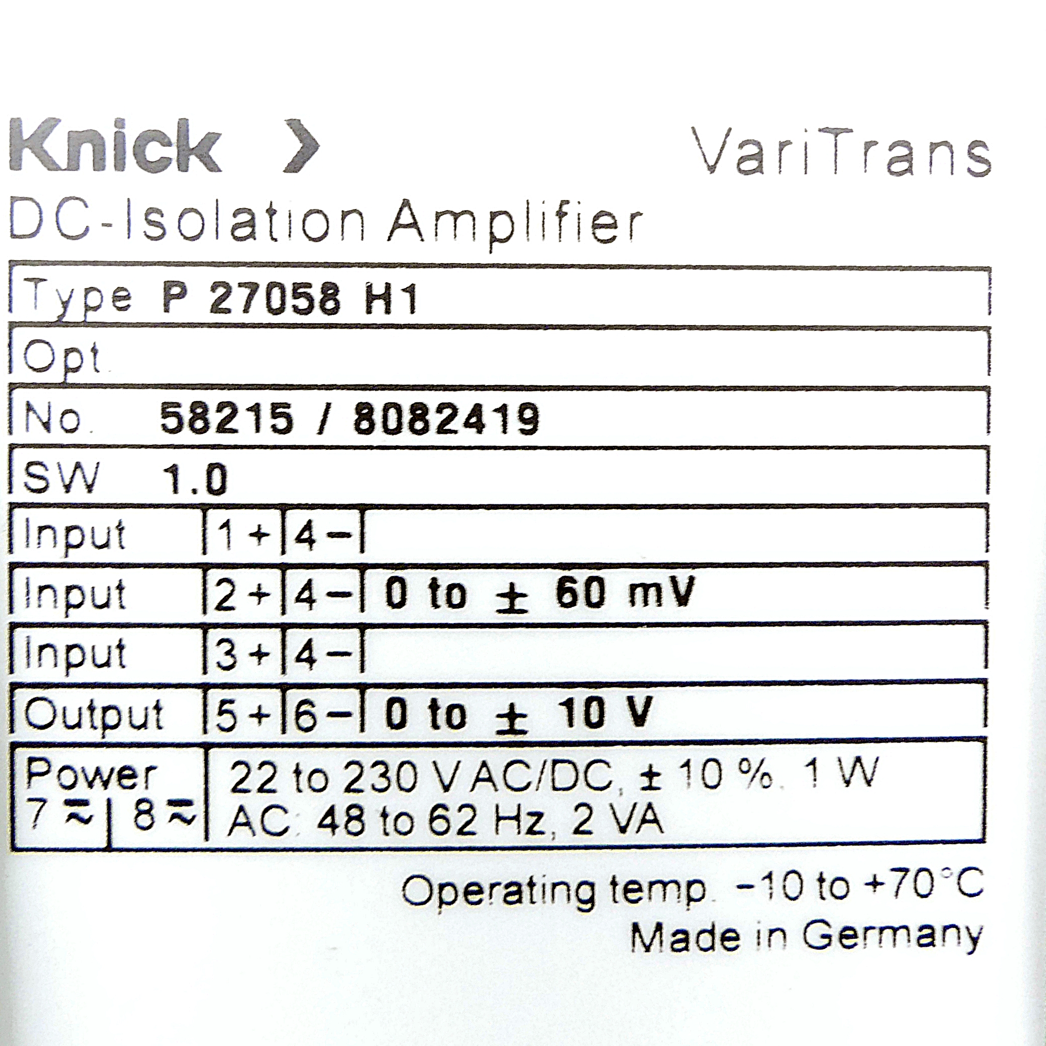 DC-Trennverstärker P 27058 H1 