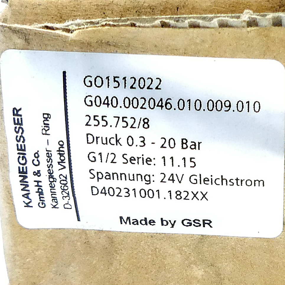 Servo-Controlled Solenoid Valve GO1512022