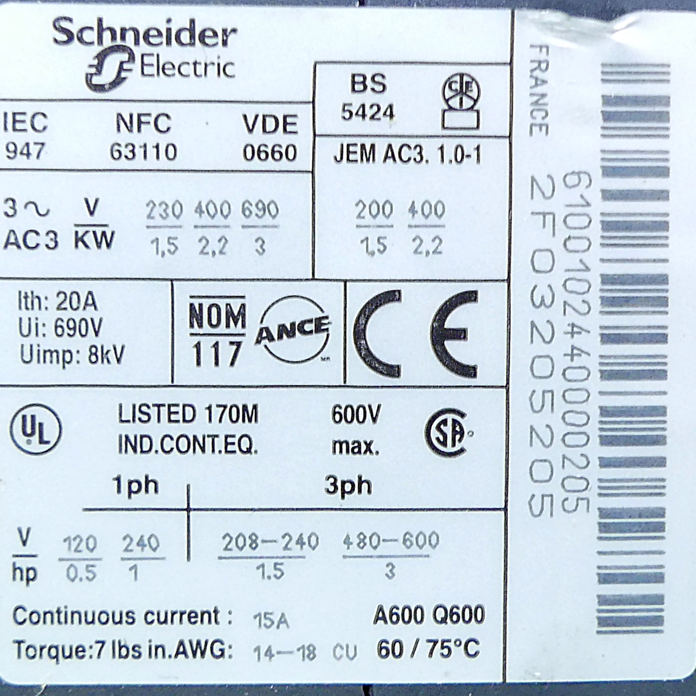 Reversing contactor