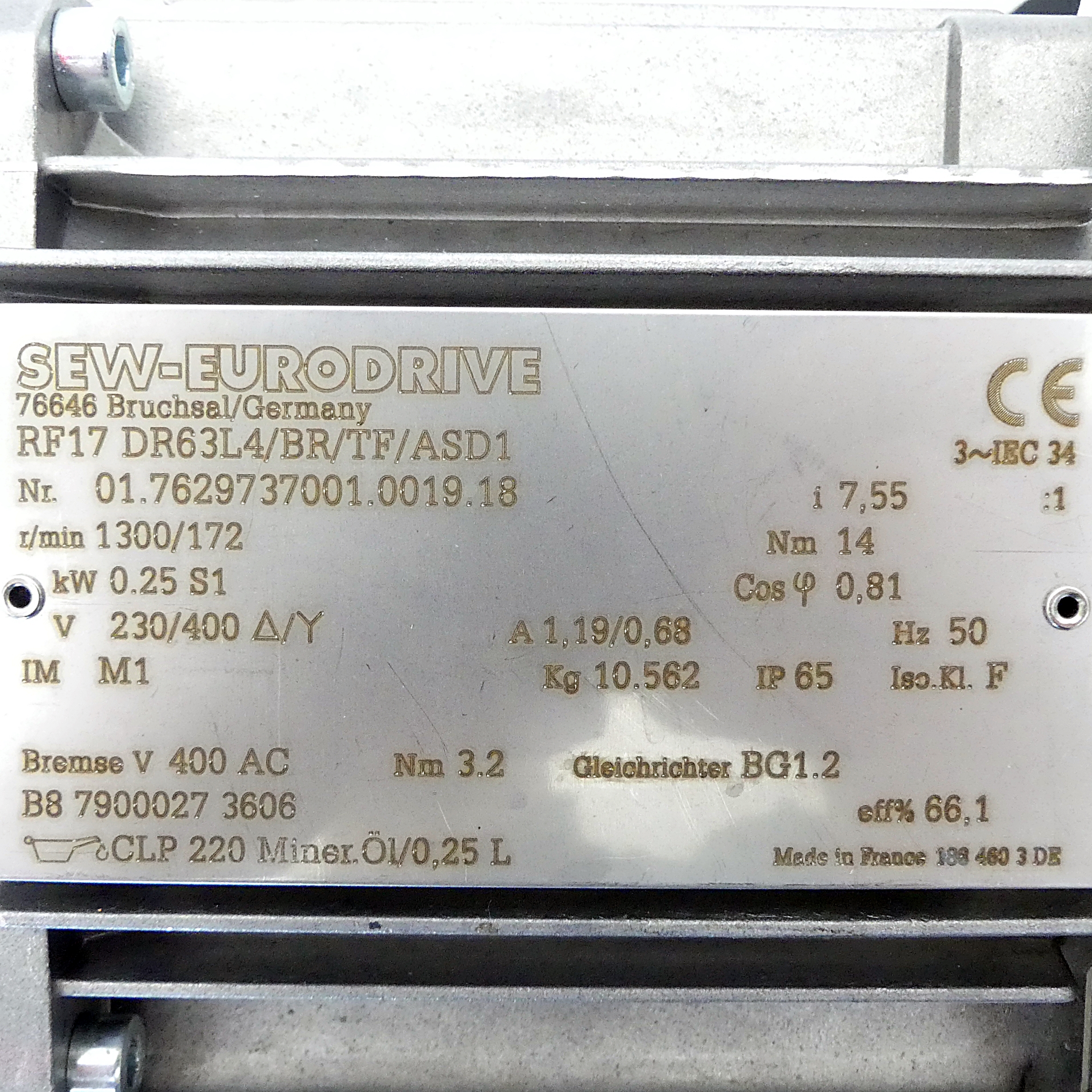 Getriebemotor RF17 DR63L4/BR/TF/ASD1 