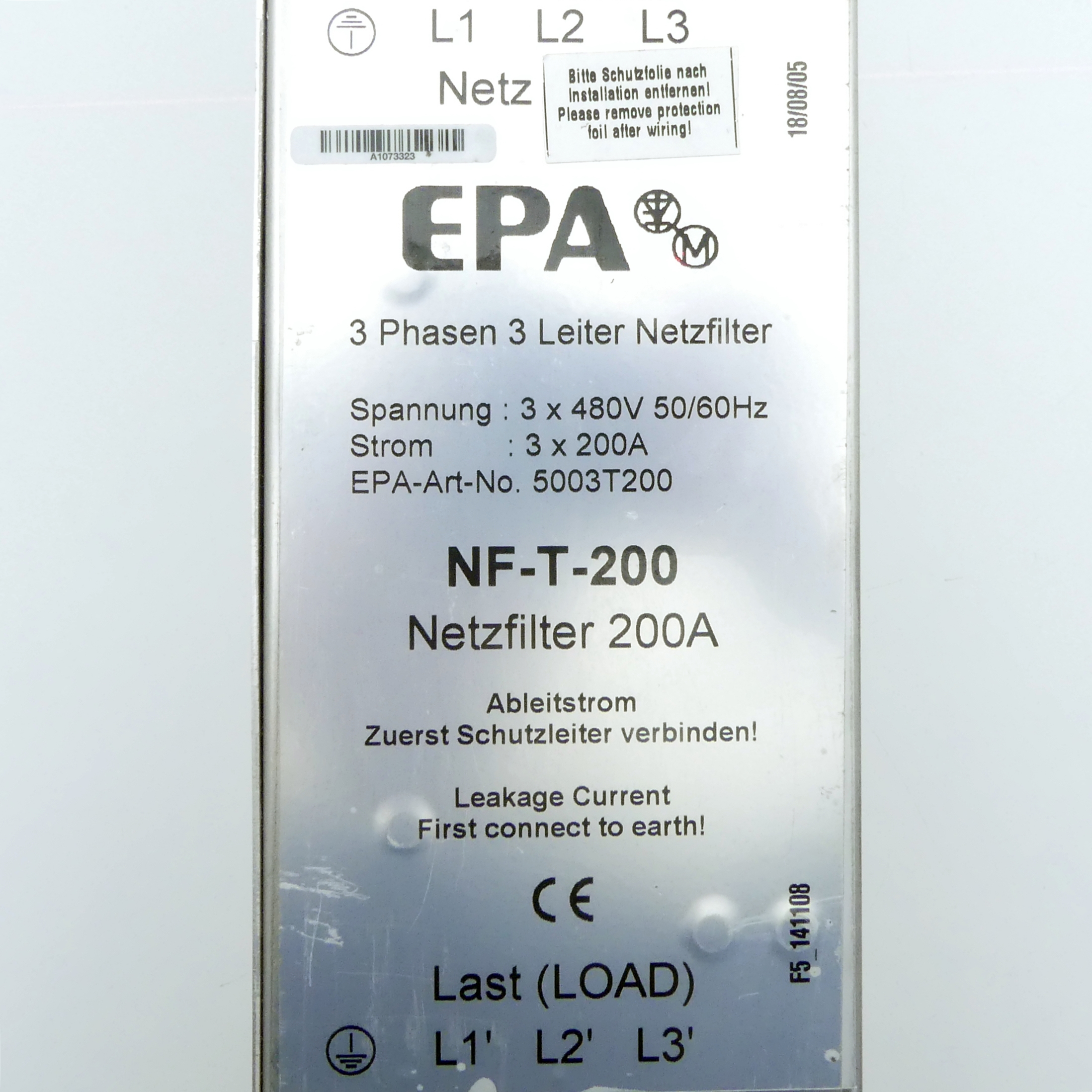 3 Phasen 3 Leiter Netzfilter NF-T-200 
