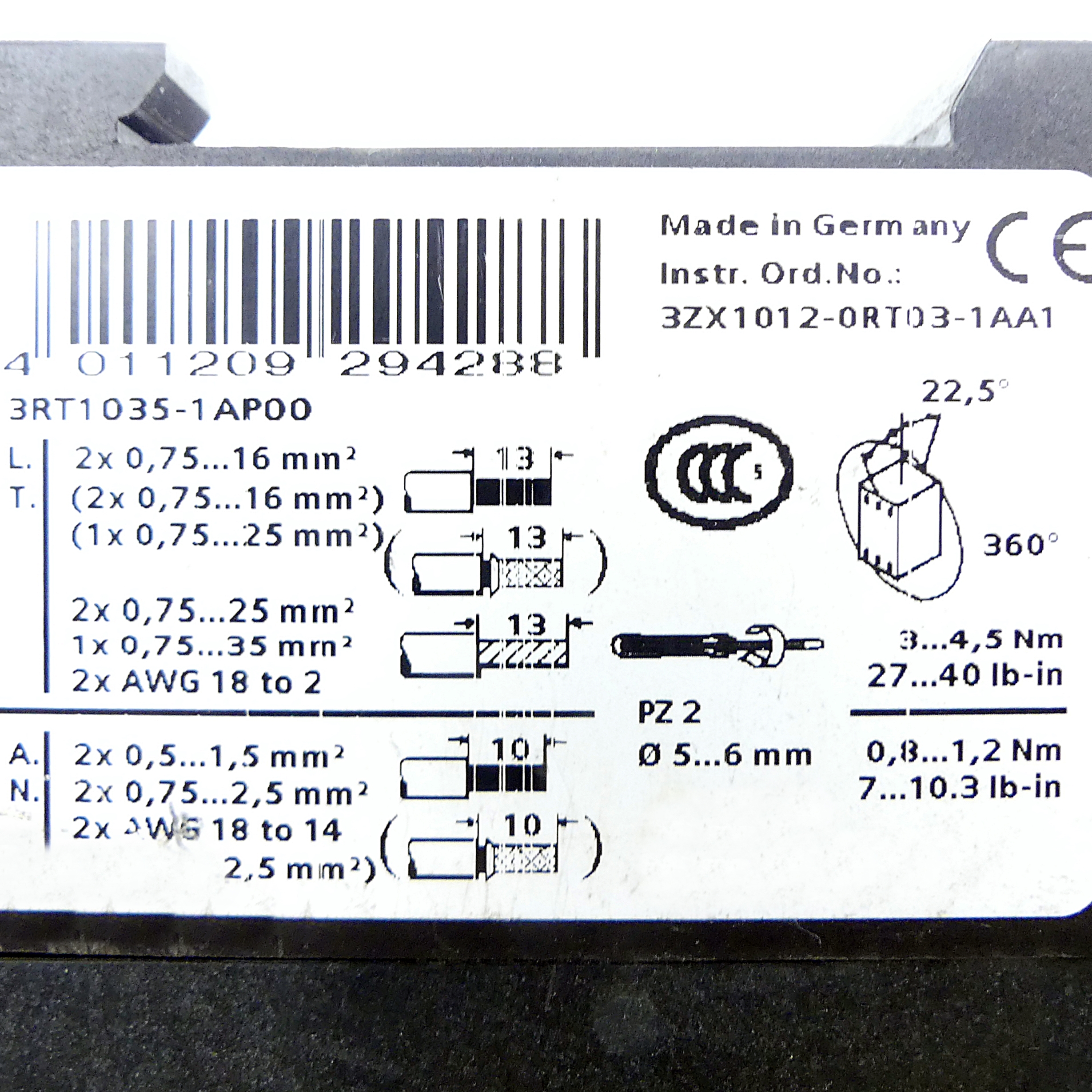 Contactor 3RT1035-1AP00 