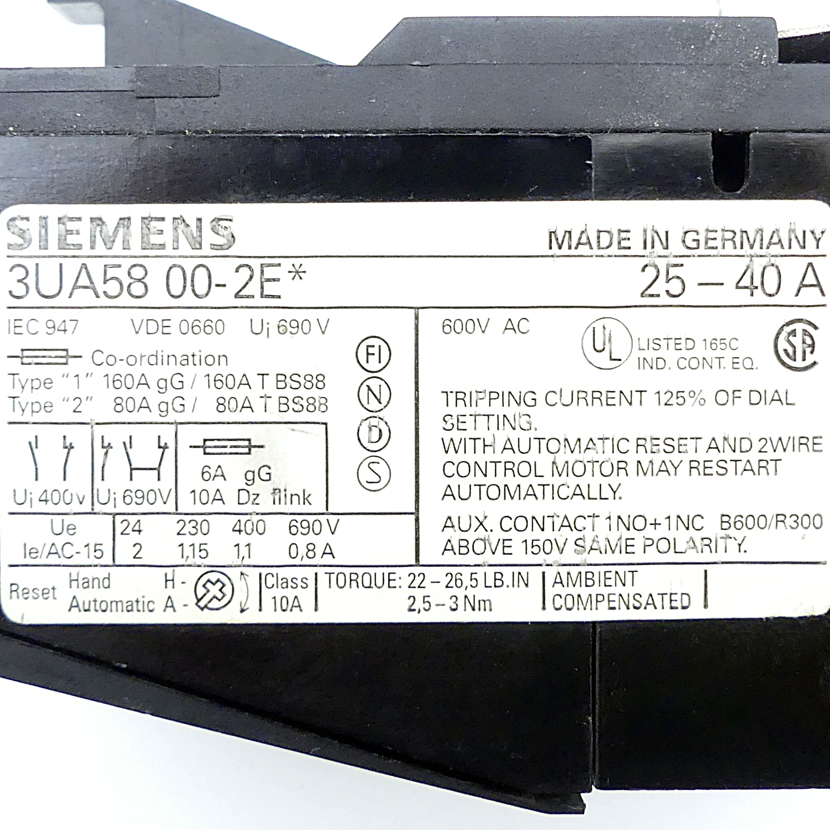 Overload relay 25-40A 