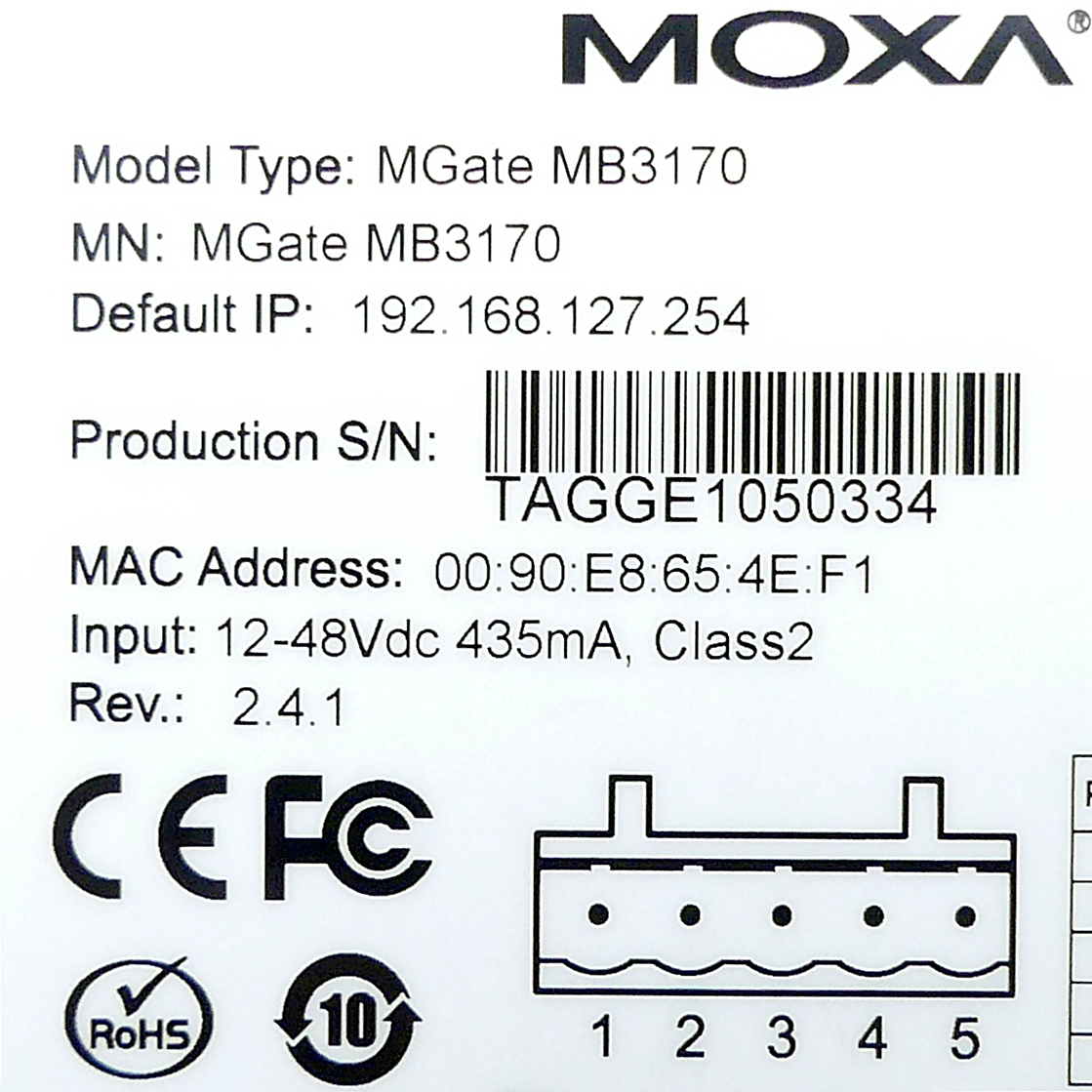 Modbus Gateway MGate MB3170