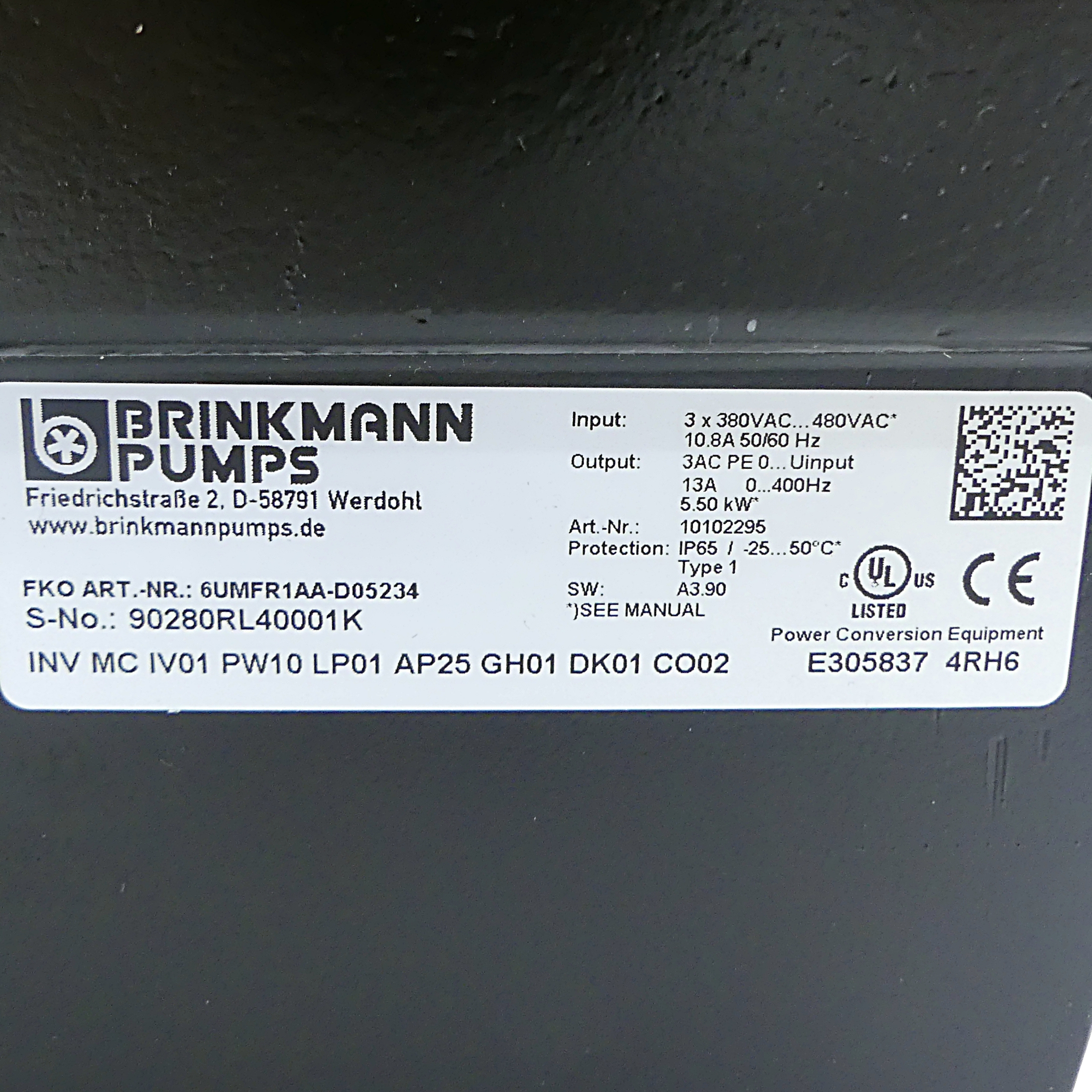 Frequenzumrichter INV MC IV01 PW10 LP01 AP25 GH01 DK01 CO02