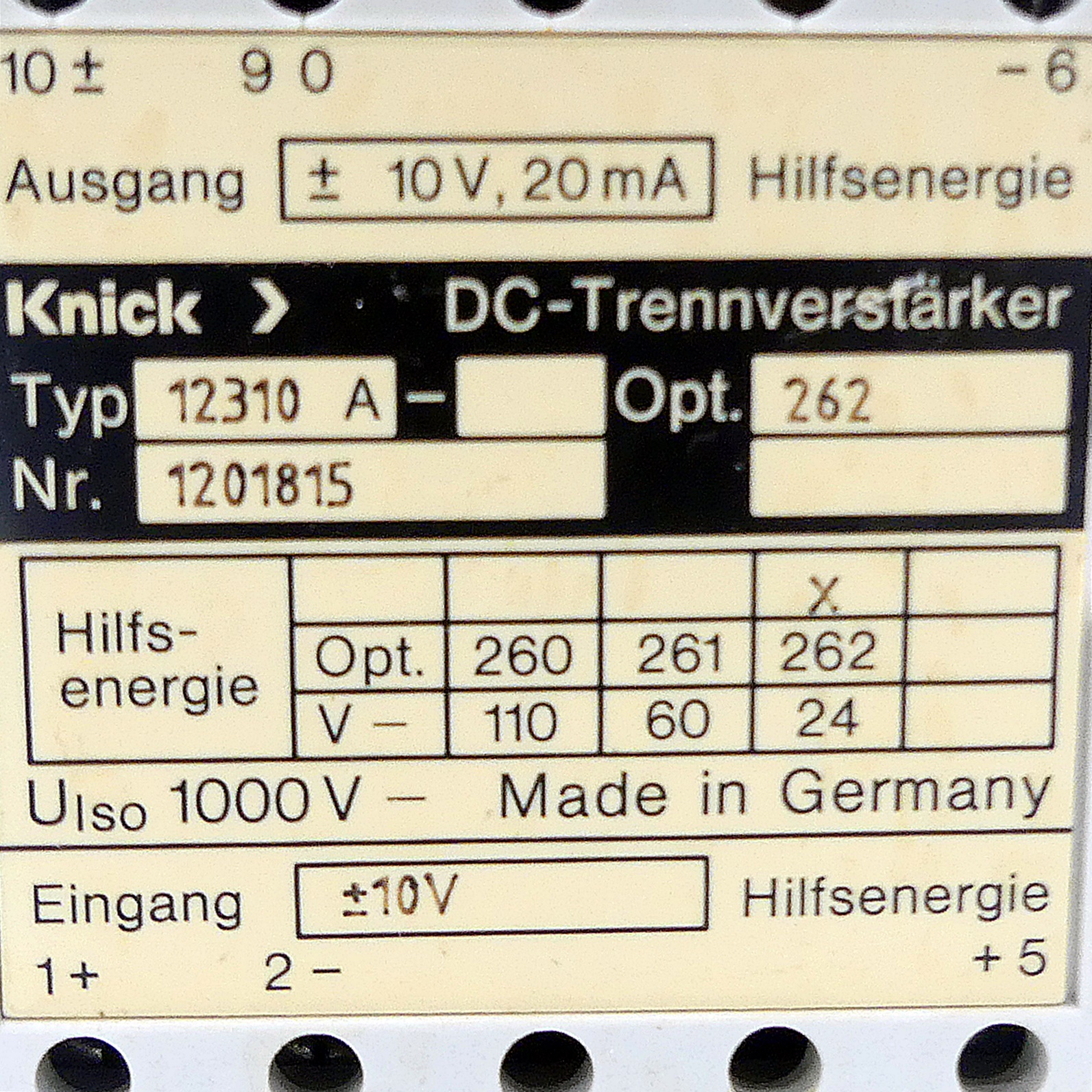 Isolation amplifier 12310 A 