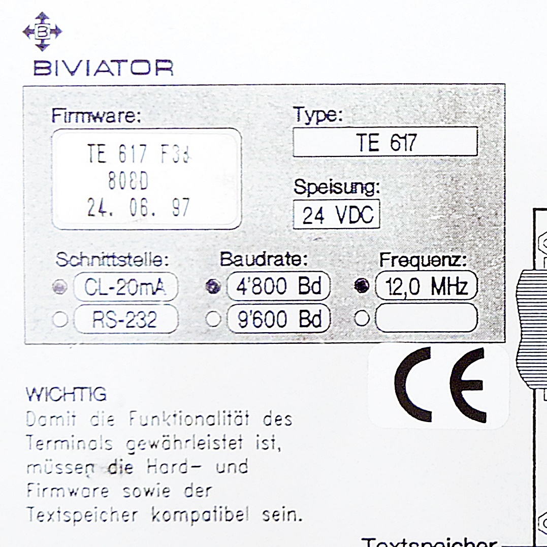 Control Panel TE 617 
