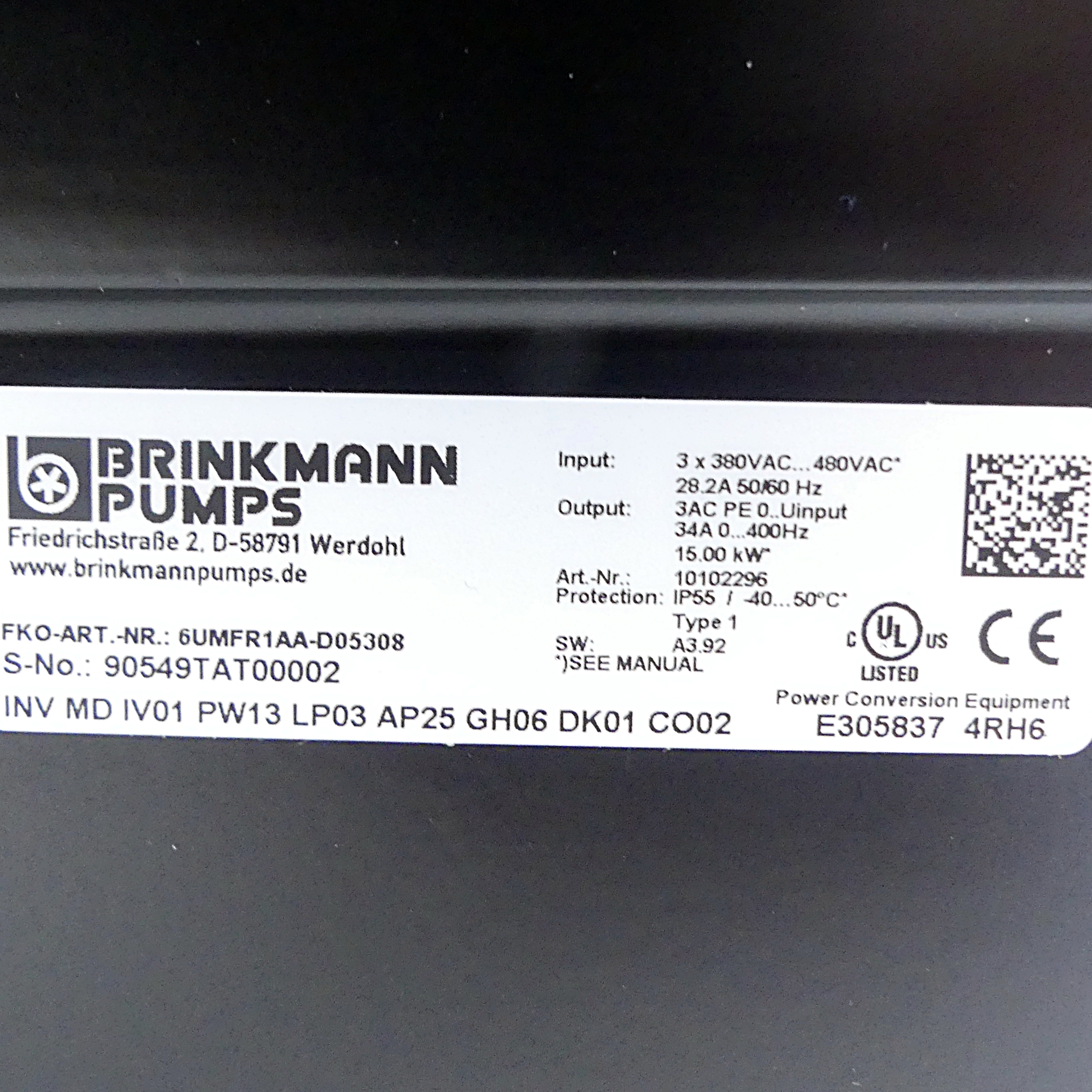 Frequency converter INV MD IV01 PW13 LP03 AP25 GH06 DK01 CO02 