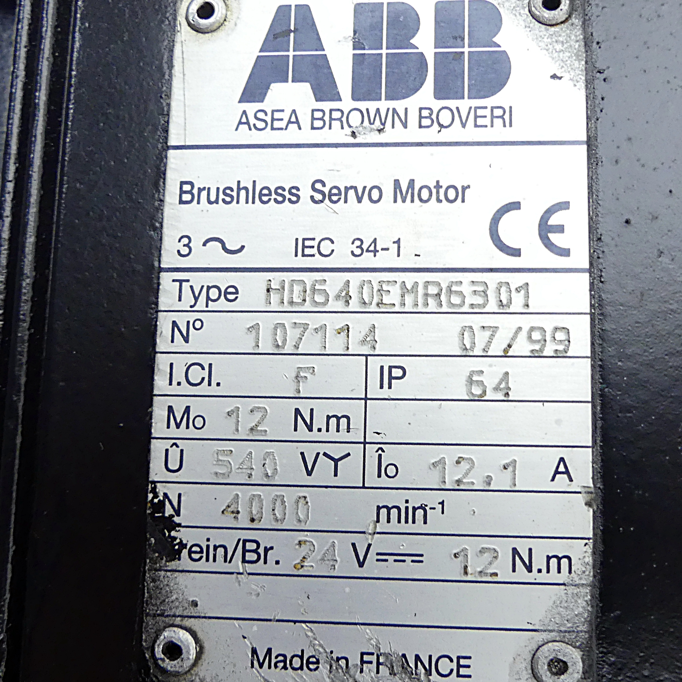 Brushless Servo Motor HD640EMR6301 