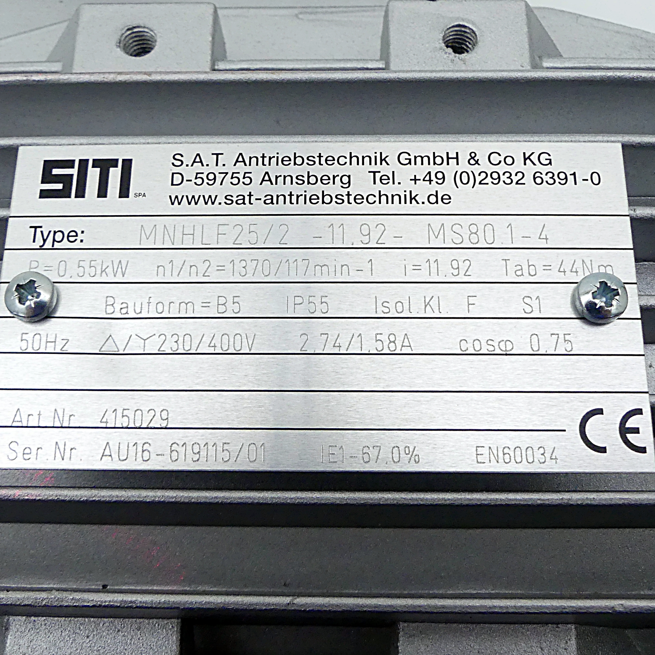 Gear motor MNHLF25/2-11.92-MS80.1-4 