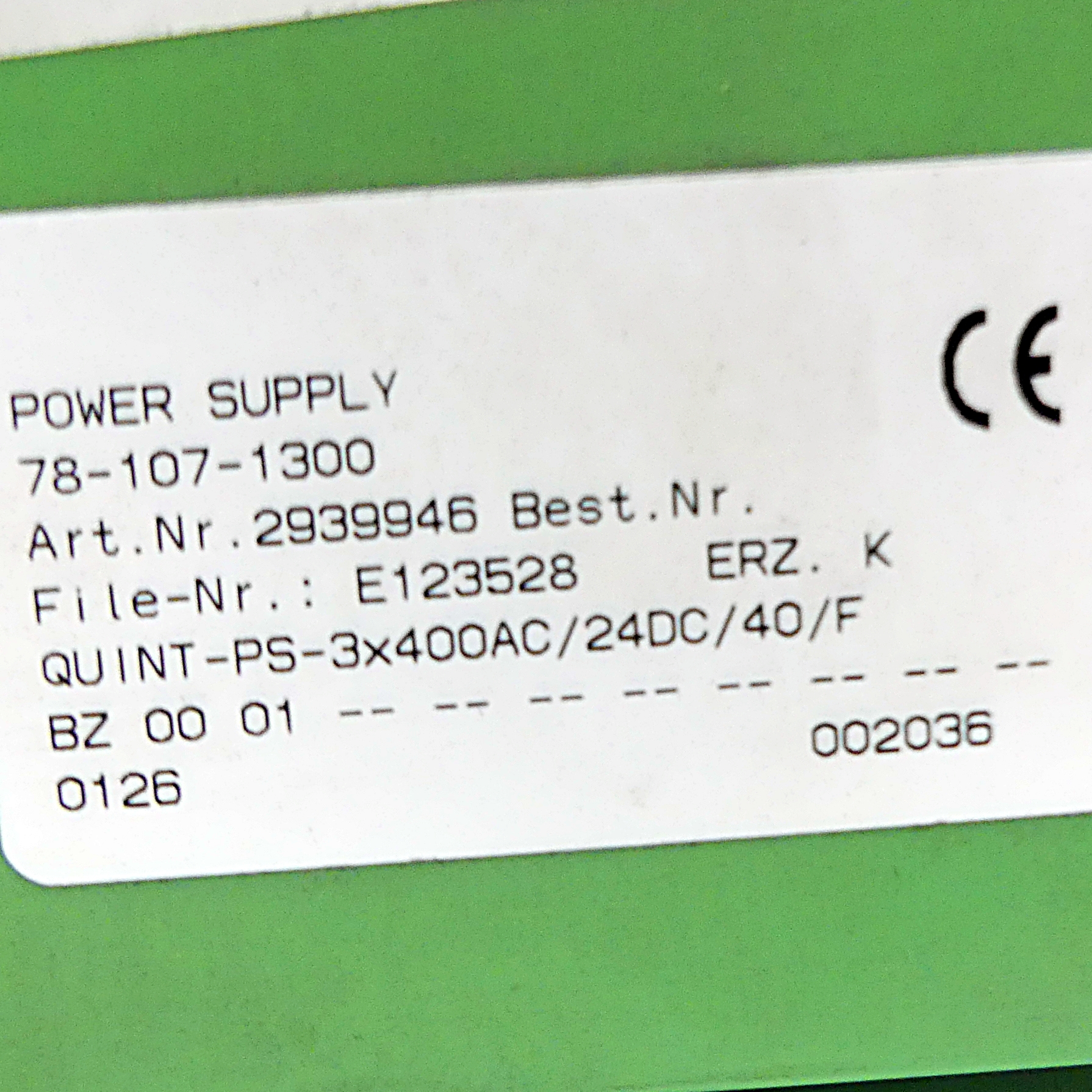 Power supply for industrial use 78-107-1300 