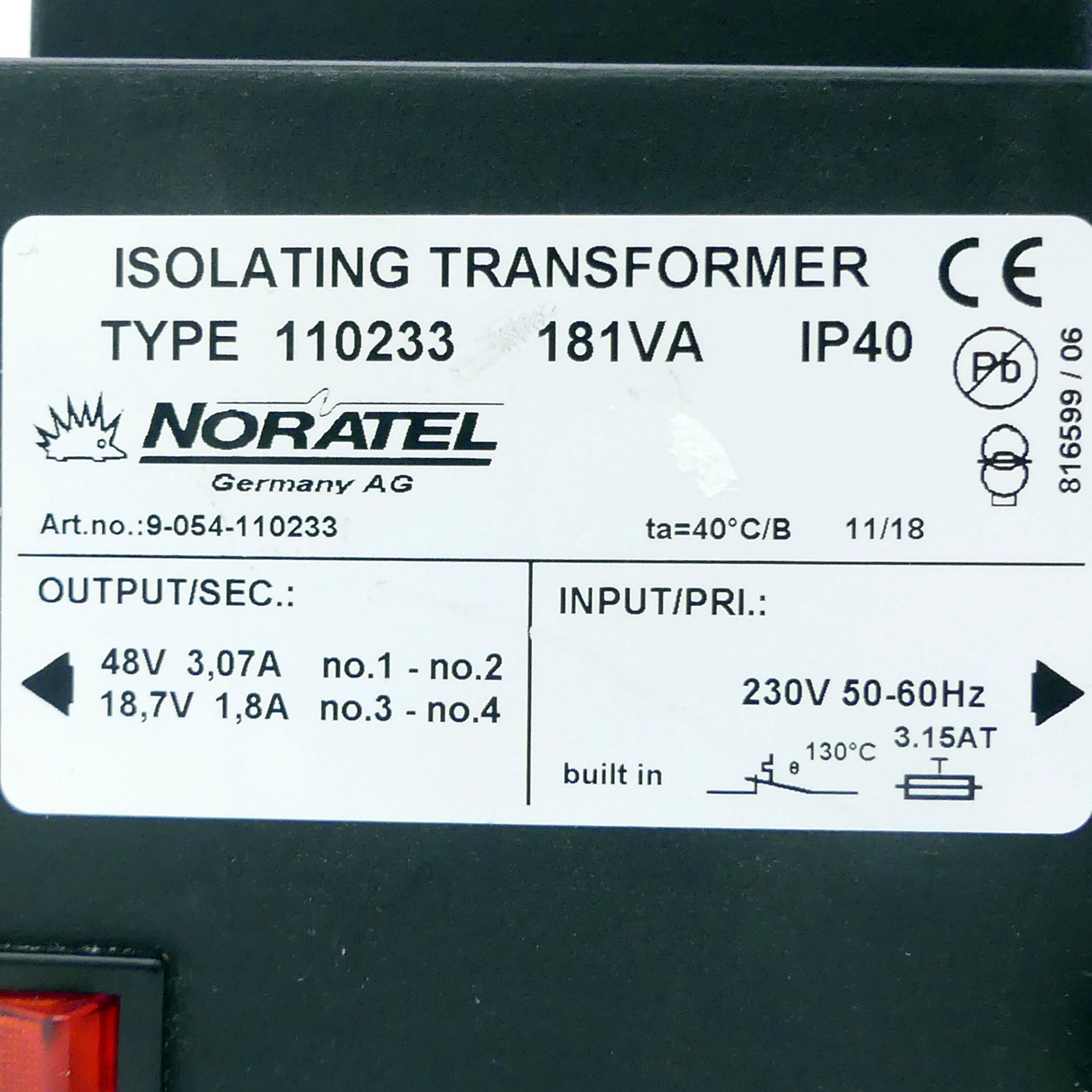 Trenntransformator 110233 Neu