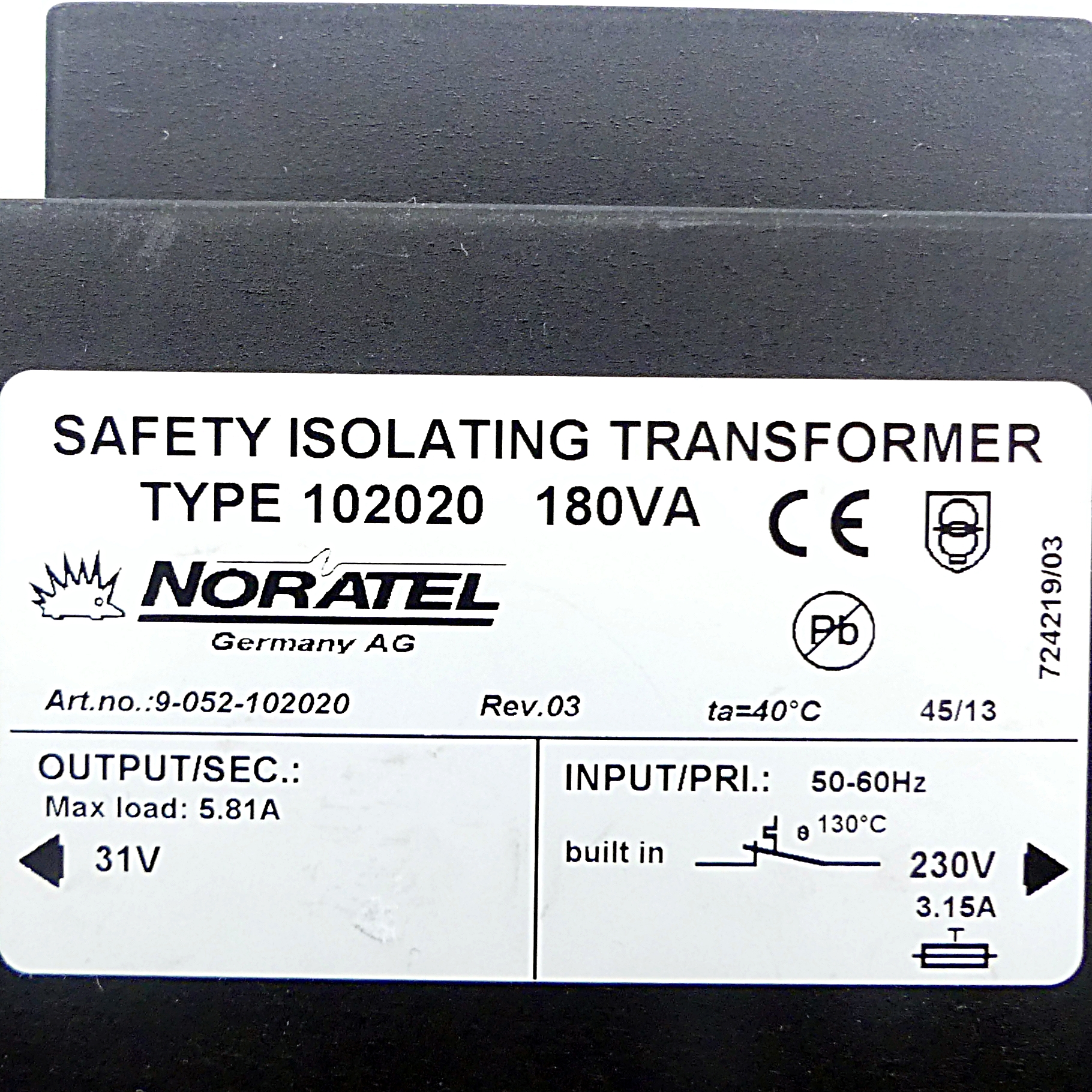 saftey isolating transformer 102020 