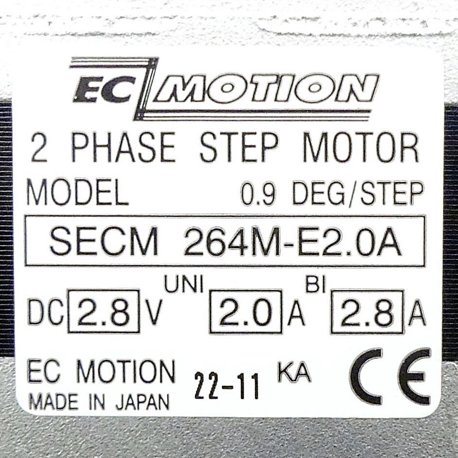 NEMA23 2-Phasen-Schrittmotor 0.9° 0.44Nm Litzen:8 2.0A Frontwelle:6.35mm  